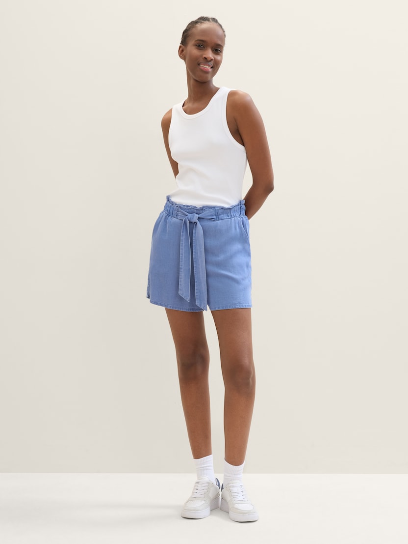 TOM TAILOR - paper bag shorts with Lyocell - 1040802