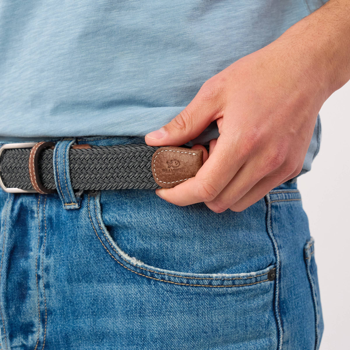Elastic Braided Belt Flannel Grey