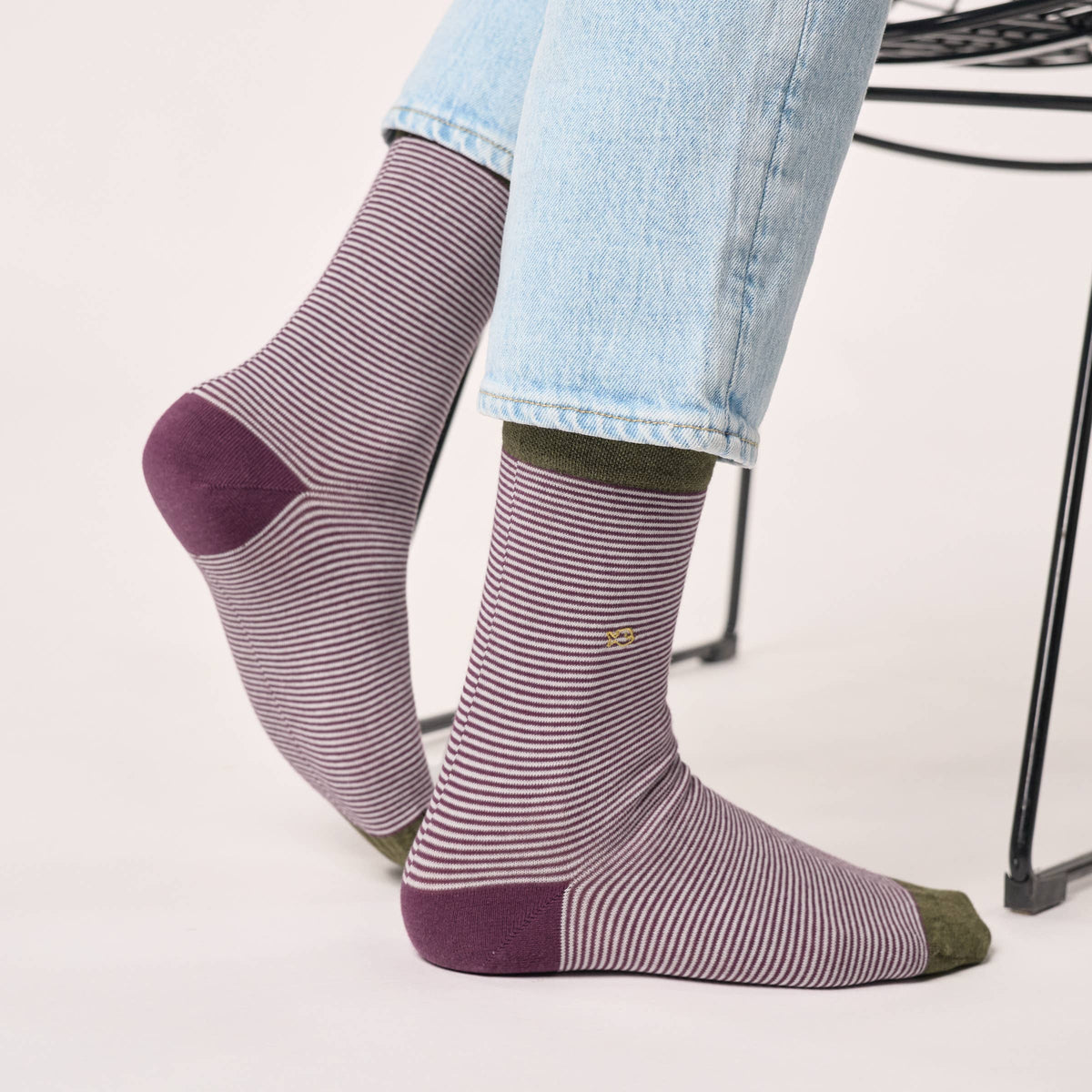 Striped combed cotton socks - Pomerol