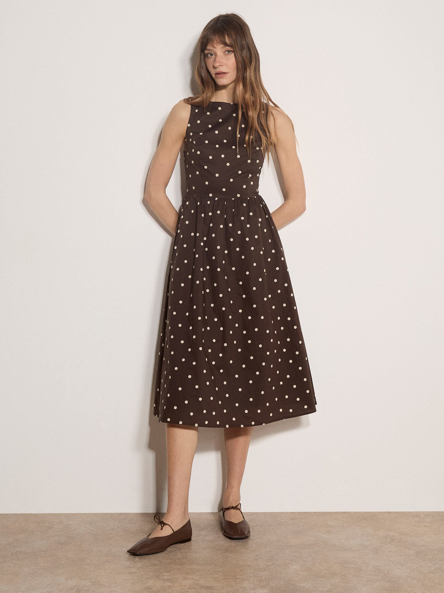 APRICOT - Polka Dot Fit & Flare Dress - X226184