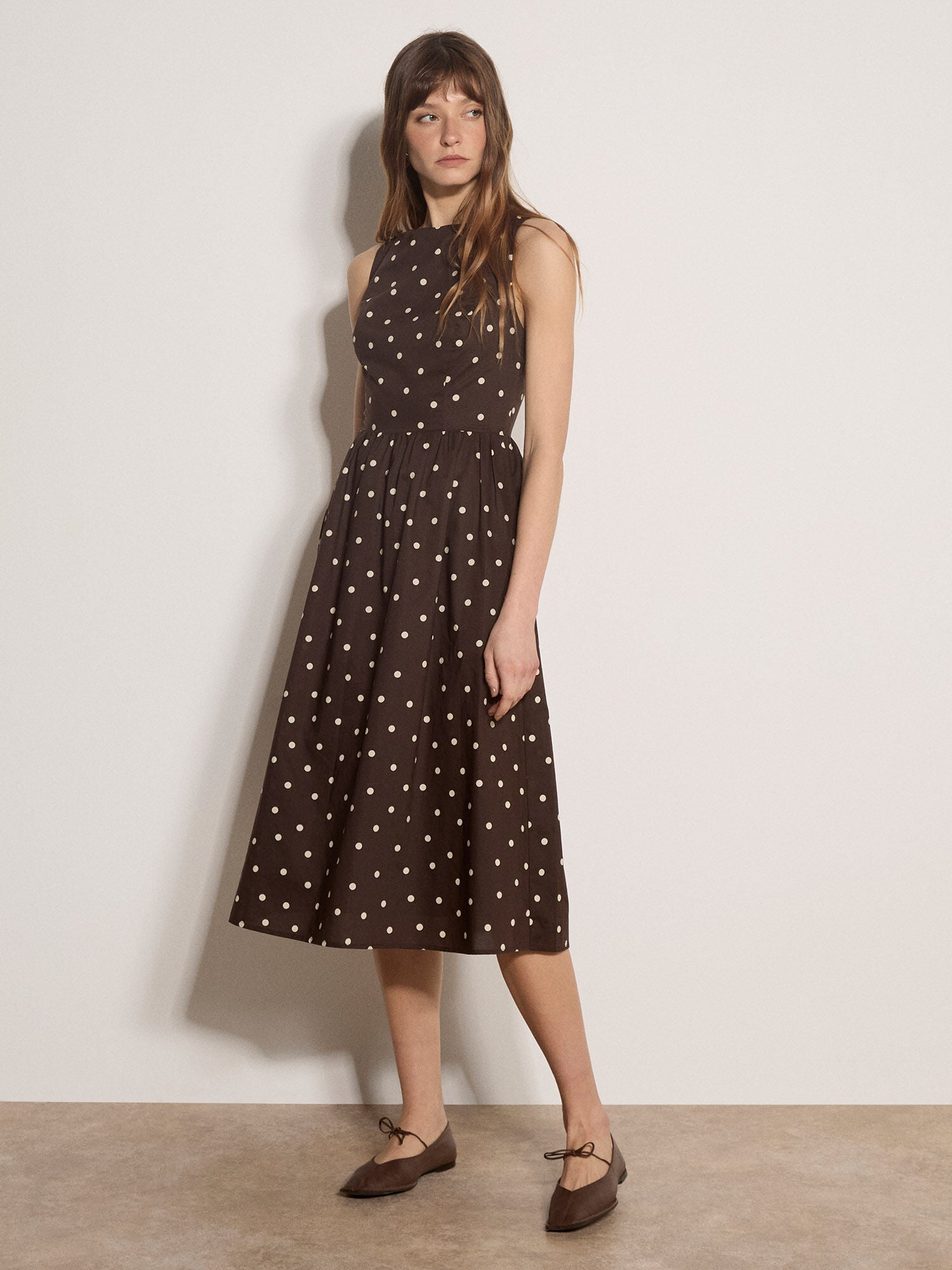 APRICOT - Polka Dot Fit & Flare Dress - X226184