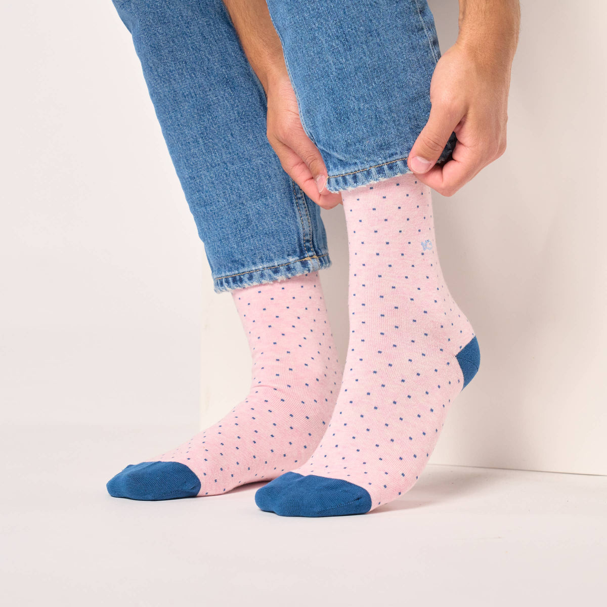 Combed cotton square socks - Pink