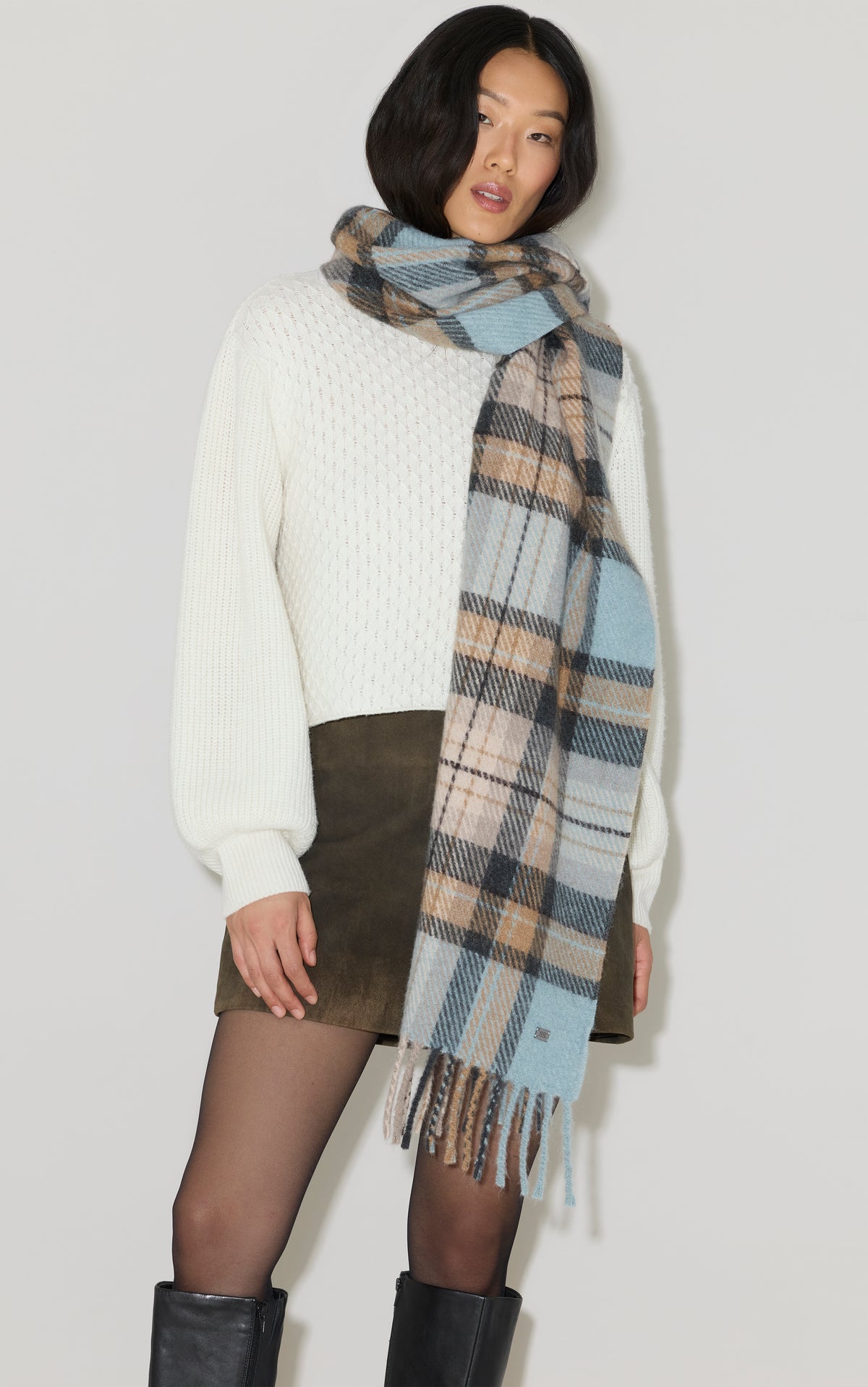 SOIA&KYO ELIZABETH - Plaid Fringe Scarf