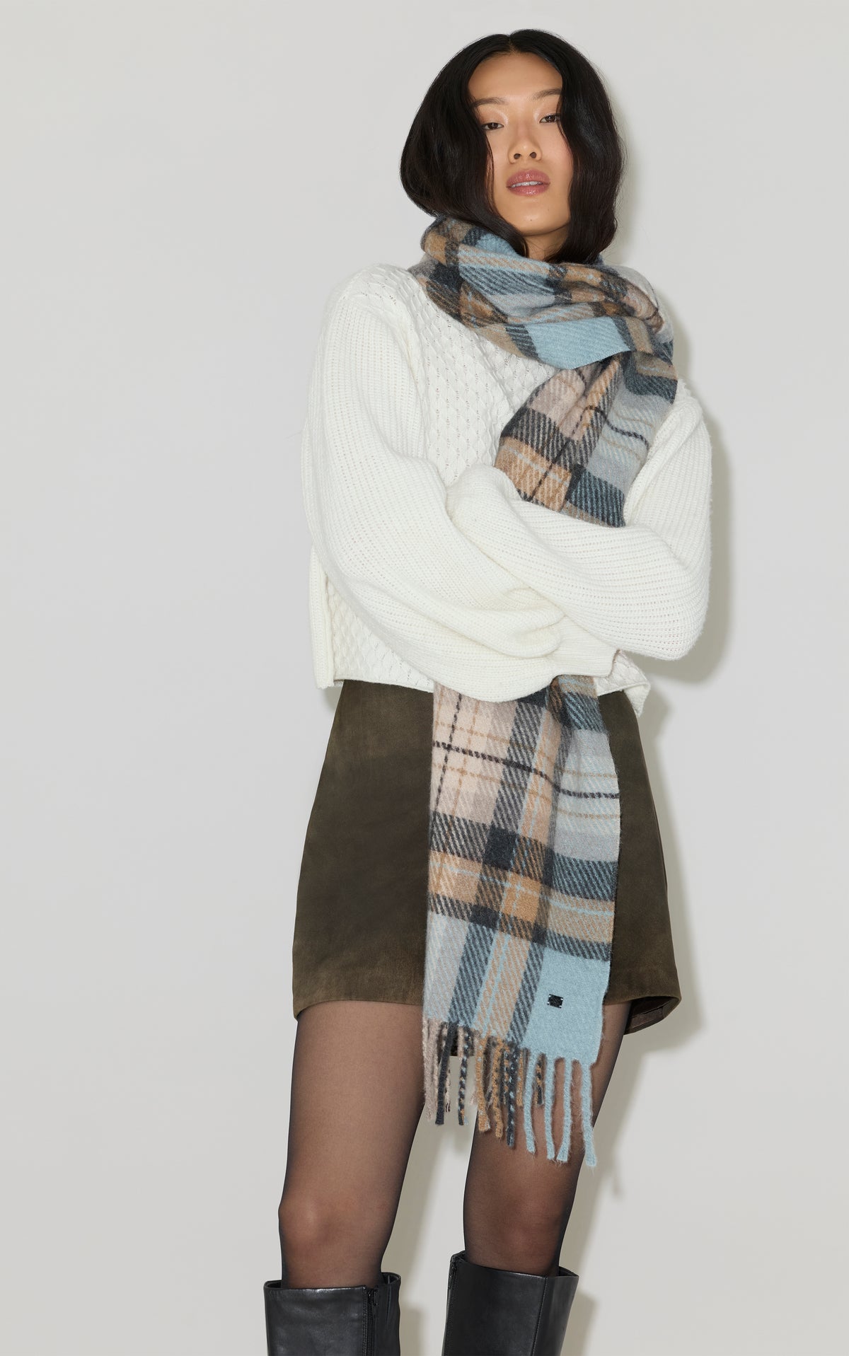 SOIA&KYO ELIZABETH - Plaid Fringe Scarf