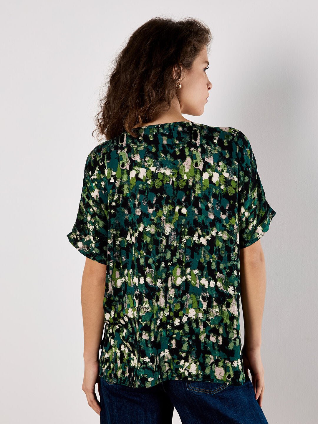 APRICOT - Abstract Brushstroke Woven Top - 950740 - Boutique Bubbles