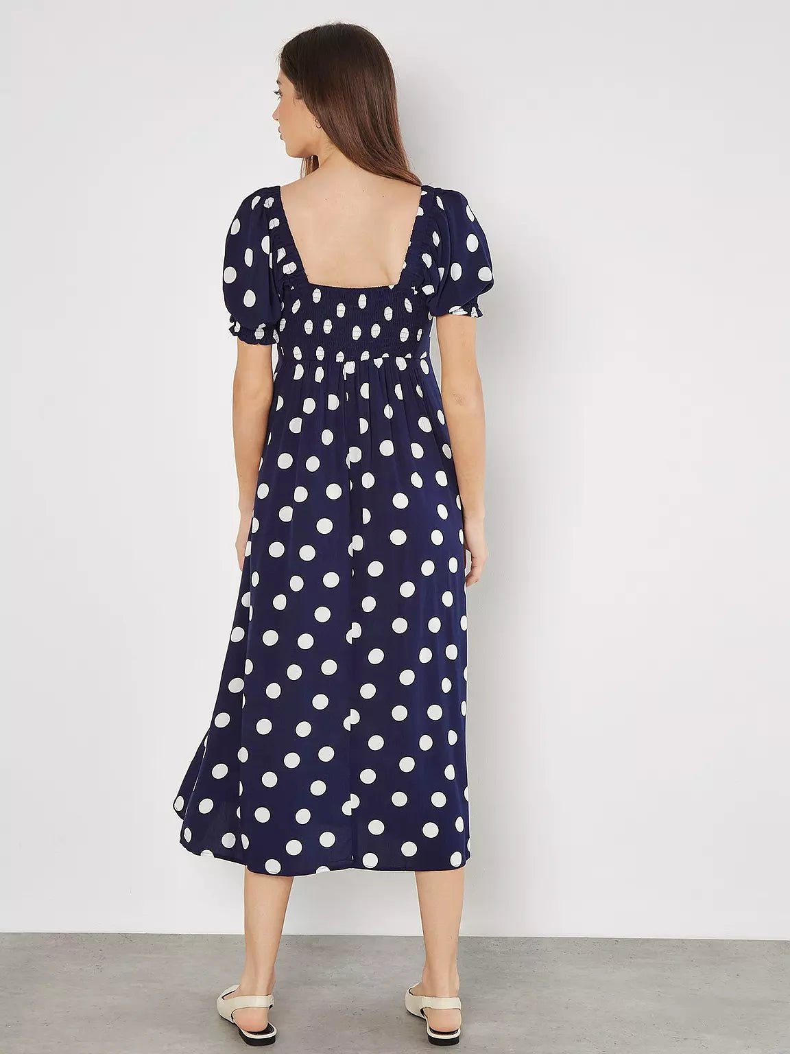 APRICOT - Big Spot Bow Detail Midi Dress - 903692 - Boutique Bubbles