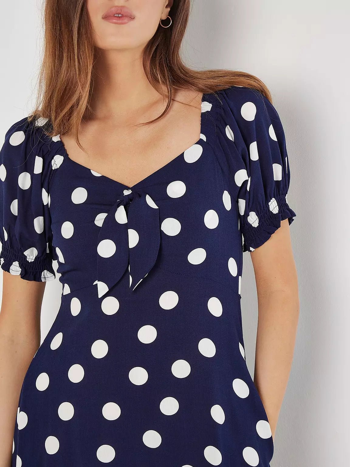 APRICOT - Big Spot Bow Detail Midi Dress - 903692 - Boutique Bubbles