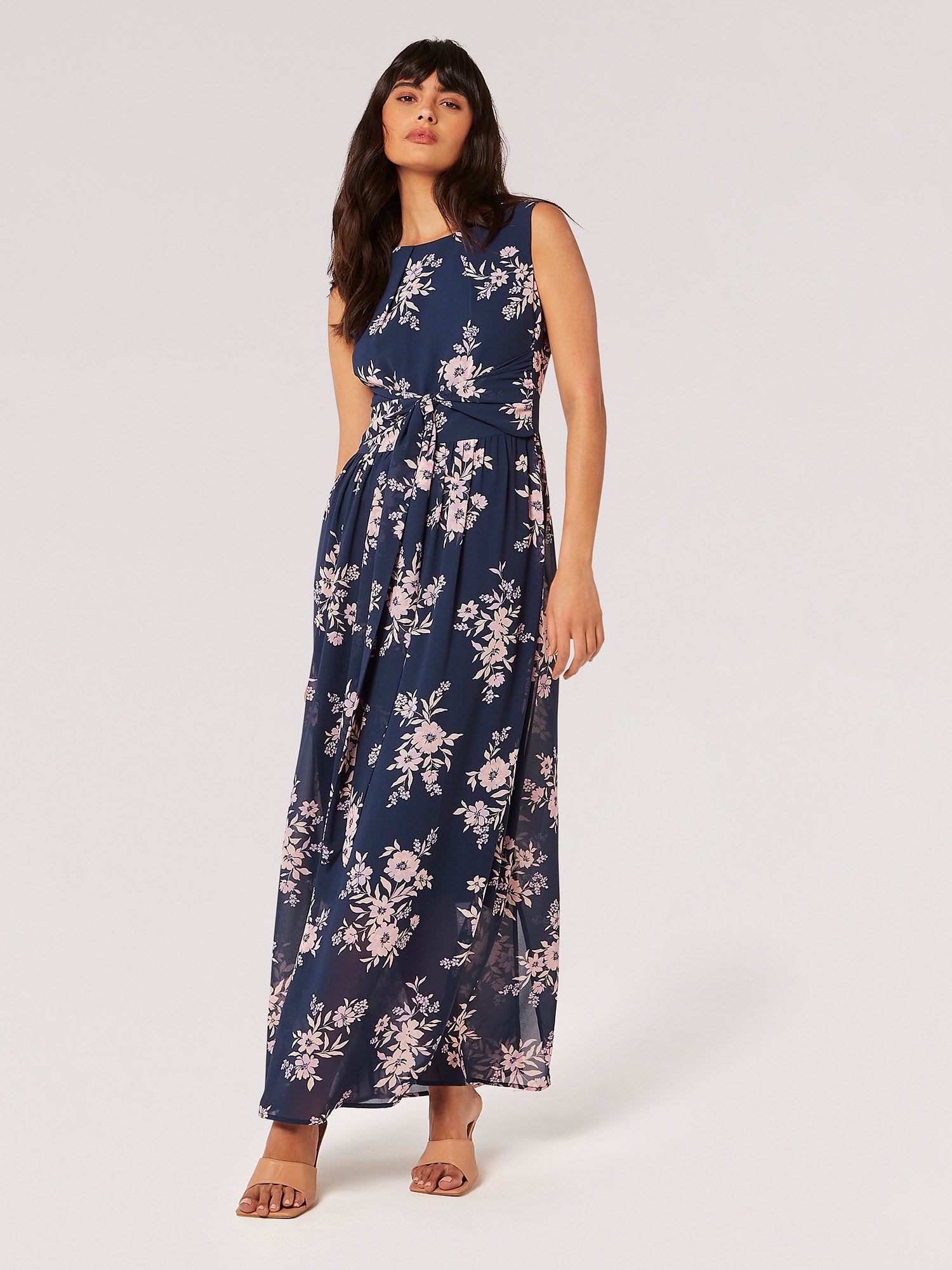 APRICOT - Botanical Blooms Chiffon Maxi Dress - 841376 / 841444 - Boutique Bubbles