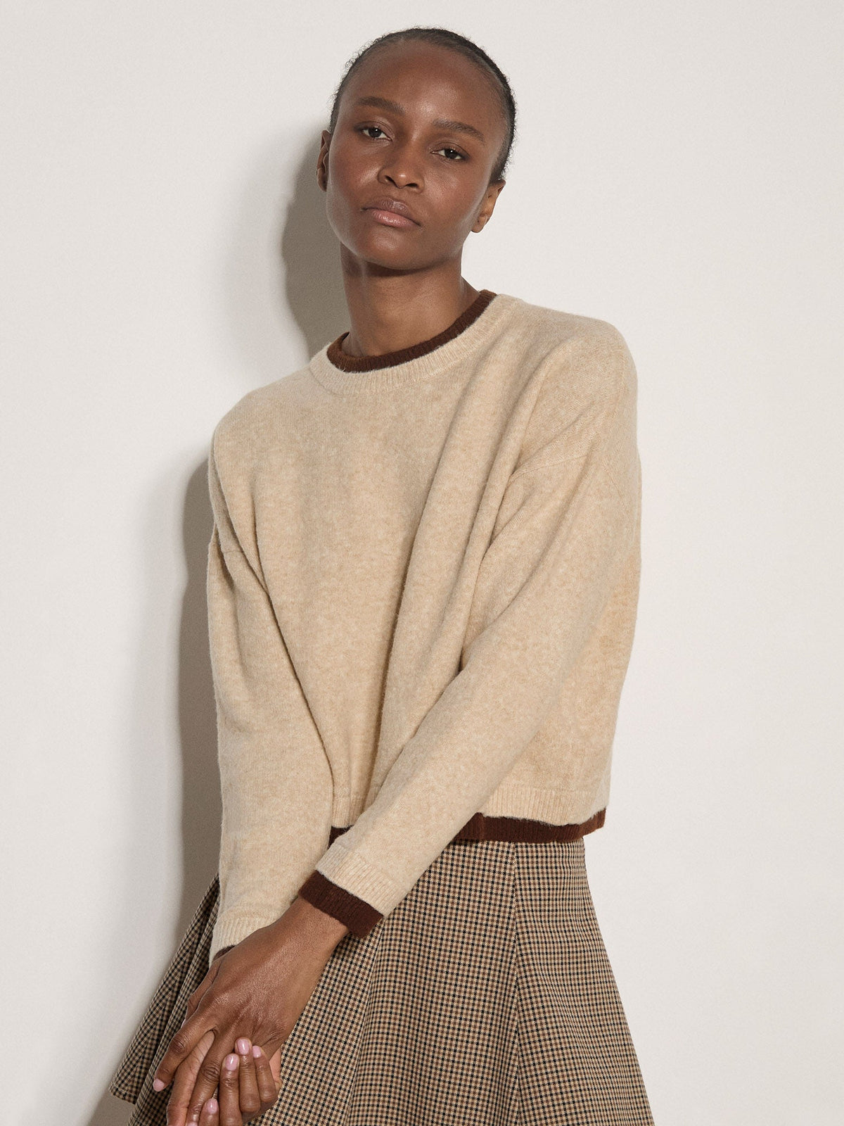 APRICOT - Contrast Colour Layered Oversized Jumper - X252763 - Boutique Bubbles