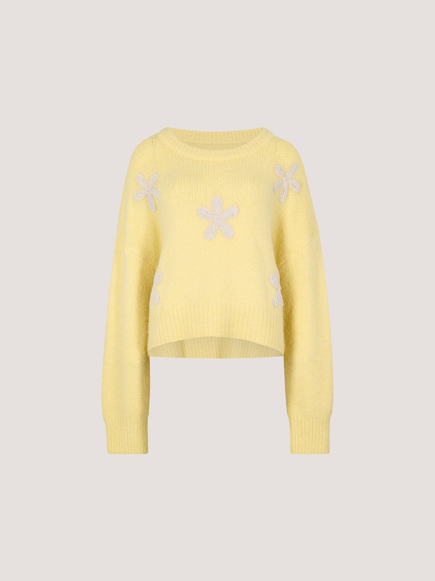 APRICOT - Daisy Applique Chunky Knit Jumper - X187812 - Boutique Bubbles