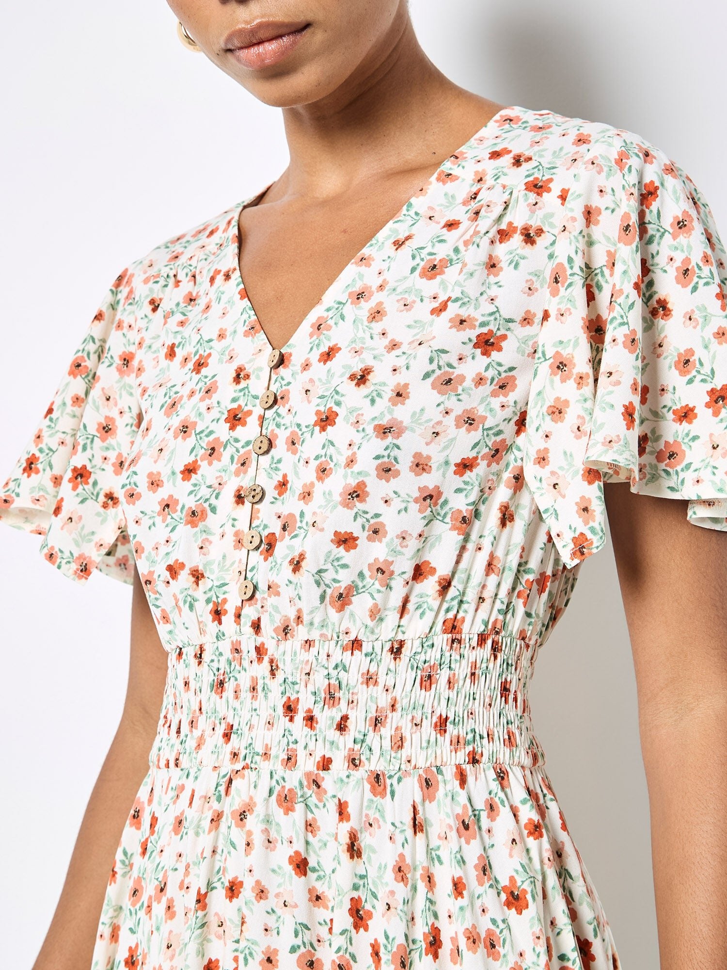 APRICOT - Ditsy Floral Midi Dress - X182688 - Boutique Bubbles