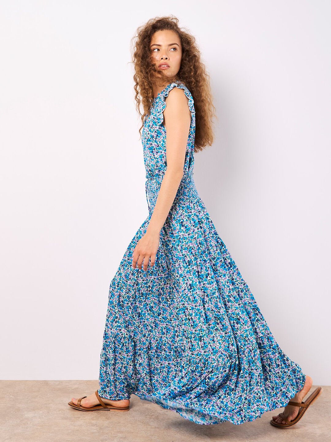 APRICOT - Ditsy Floral Ruffle Sleeve Top - 930780 - Boutique Bubbles