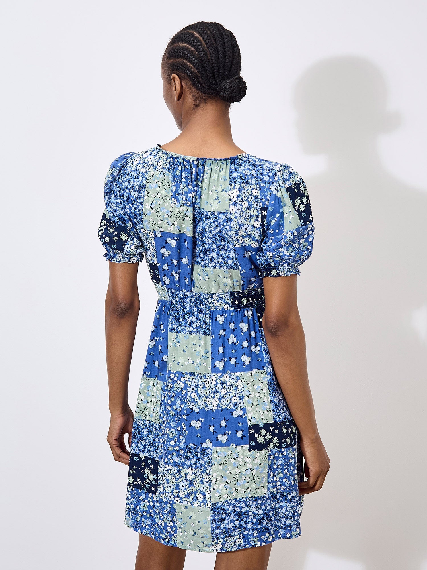 APRICOT - Ditsy Patchwork Sweetheart Mini Milkmaid Dress - 950511 - Boutique Bubbles