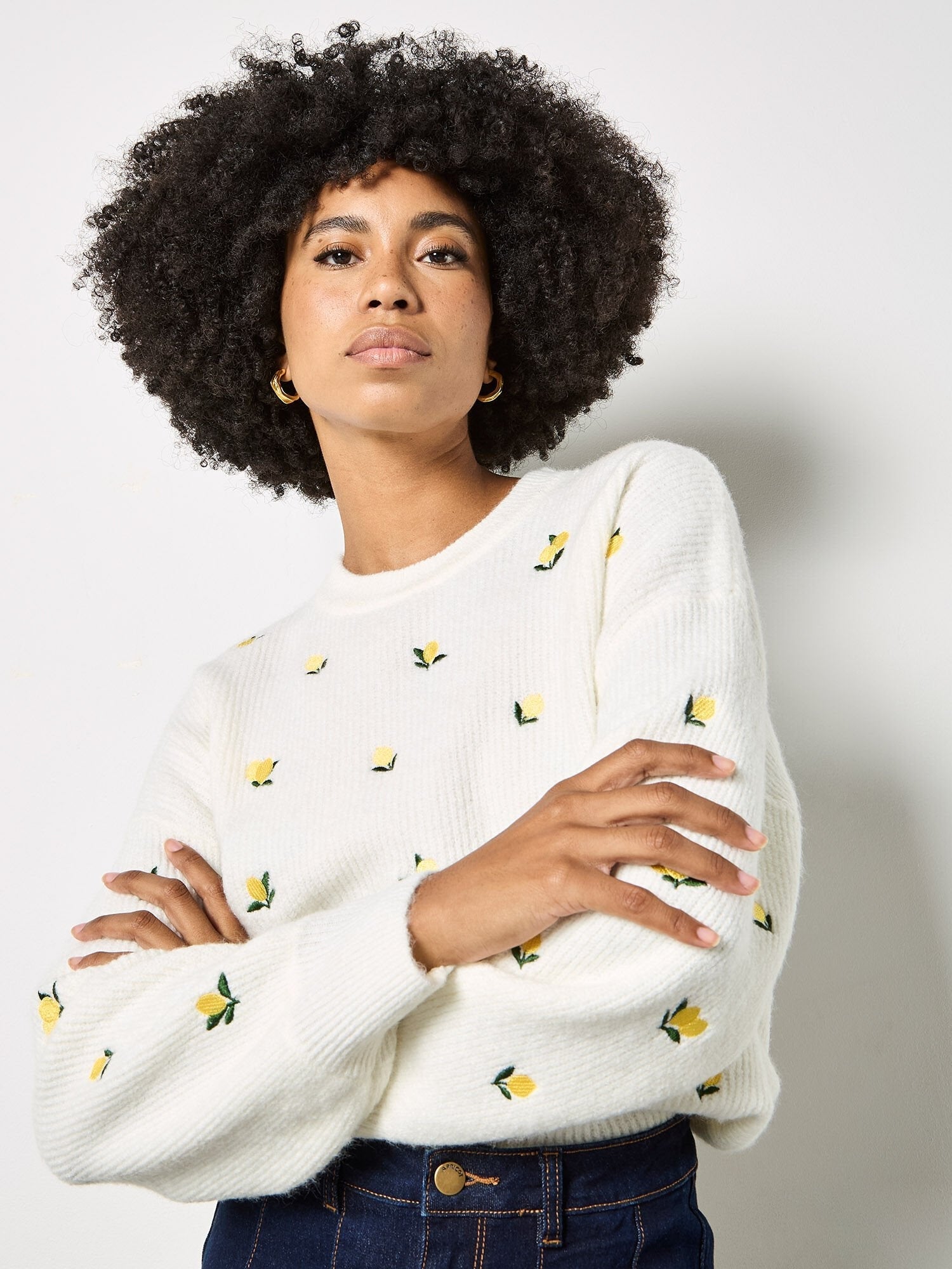 APRICOT - Embroidered Lemon Jumper - X184767 - Boutique Bubbles