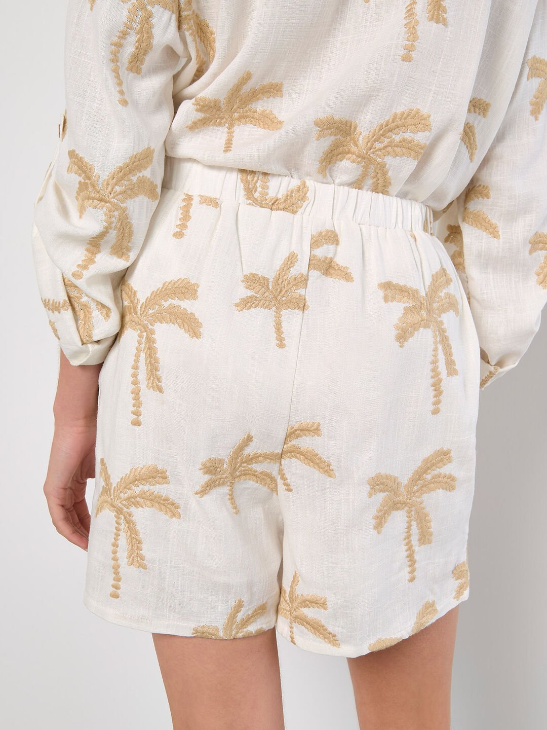 APRICOT - Embroidered Palm Tree Shorts - 944404 - Boutique Bubbles