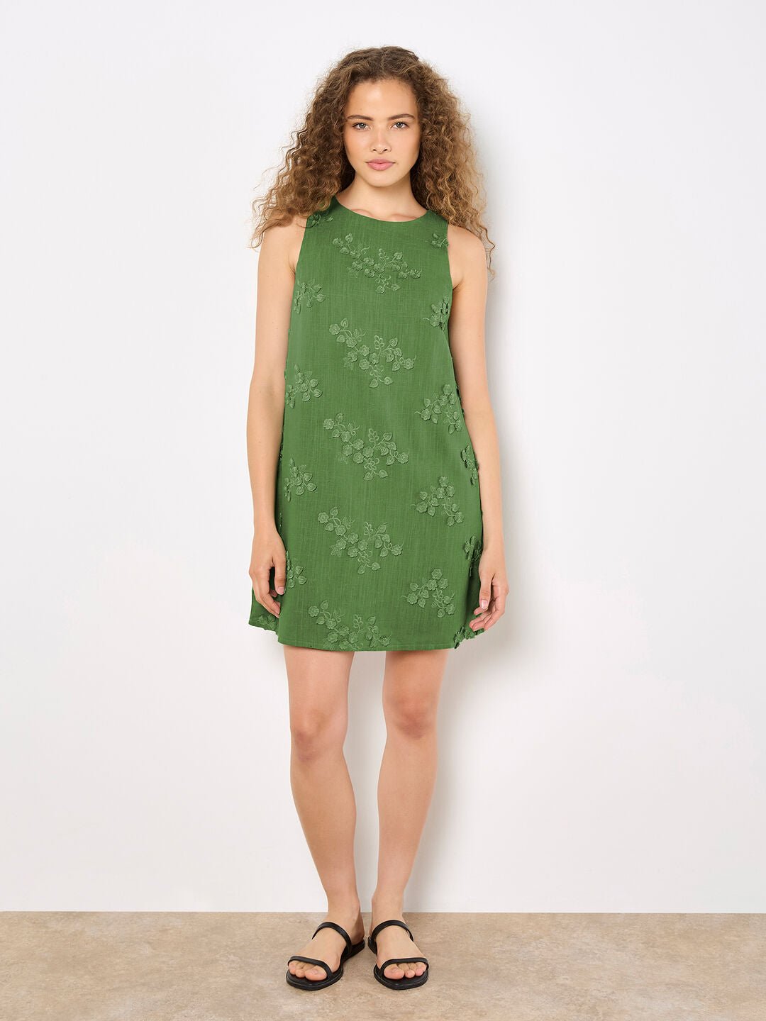 APRICOT - Floral Embroidered Shift Mini Dress - 953536 - Boutique Bubbles