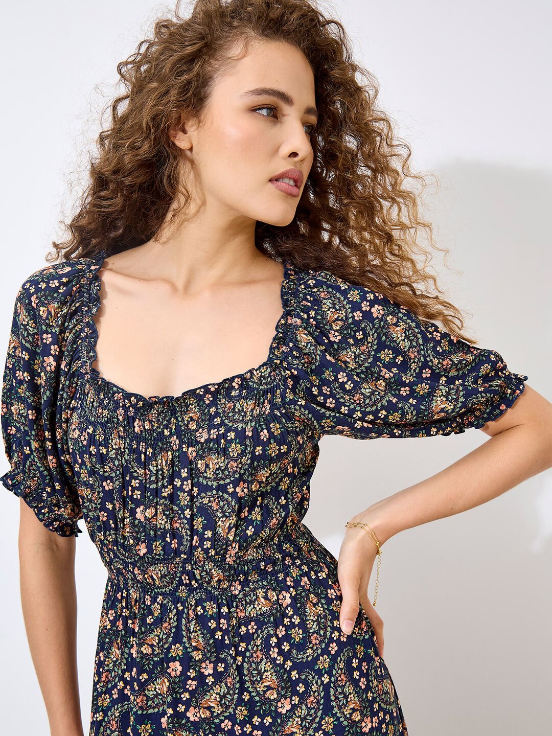 APRICOT - Floral Paisley Milkmaid Maxi Dress - 940260 - Boutique Bubbles