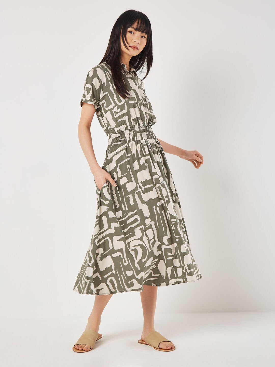 APRICOT - Geo Grecian Shirt Midi Dress - 870352 - Boutique Bubbles