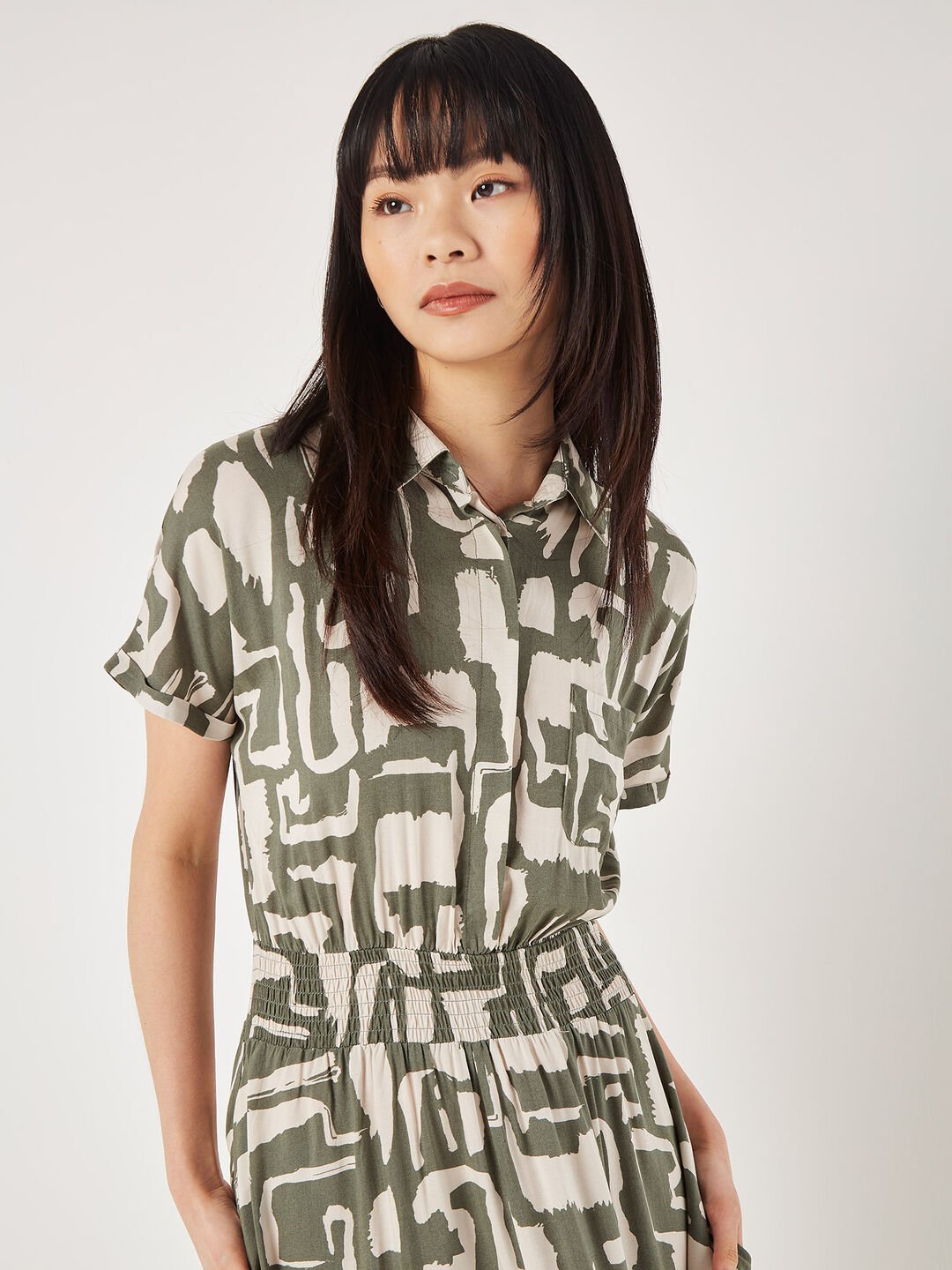 APRICOT - Geo Grecian Shirt Midi Dress - 870352 - Boutique Bubbles