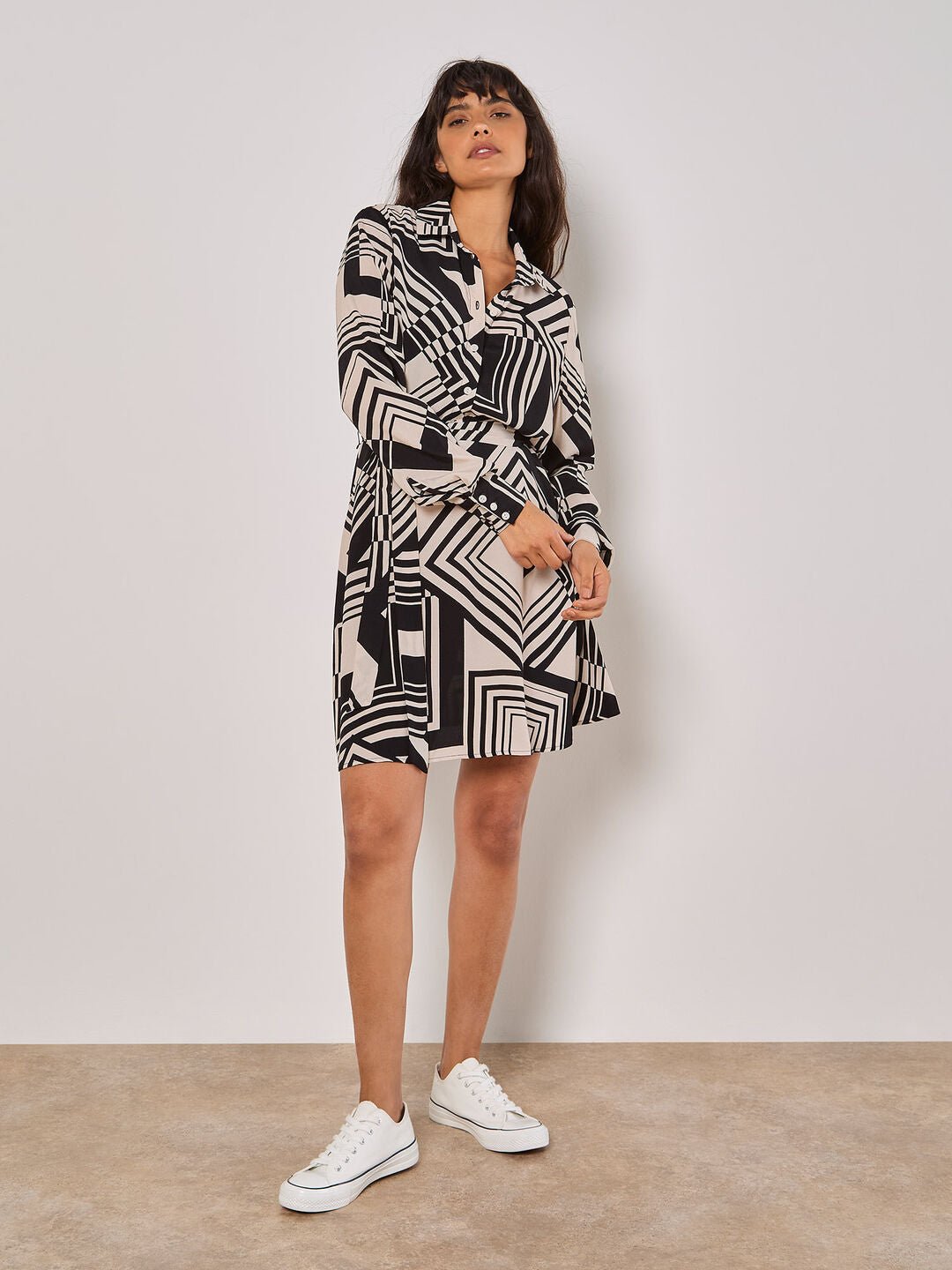 APRICOT - Geo Squares Shirt Mini Dress - 933927 - Boutique Bubbles