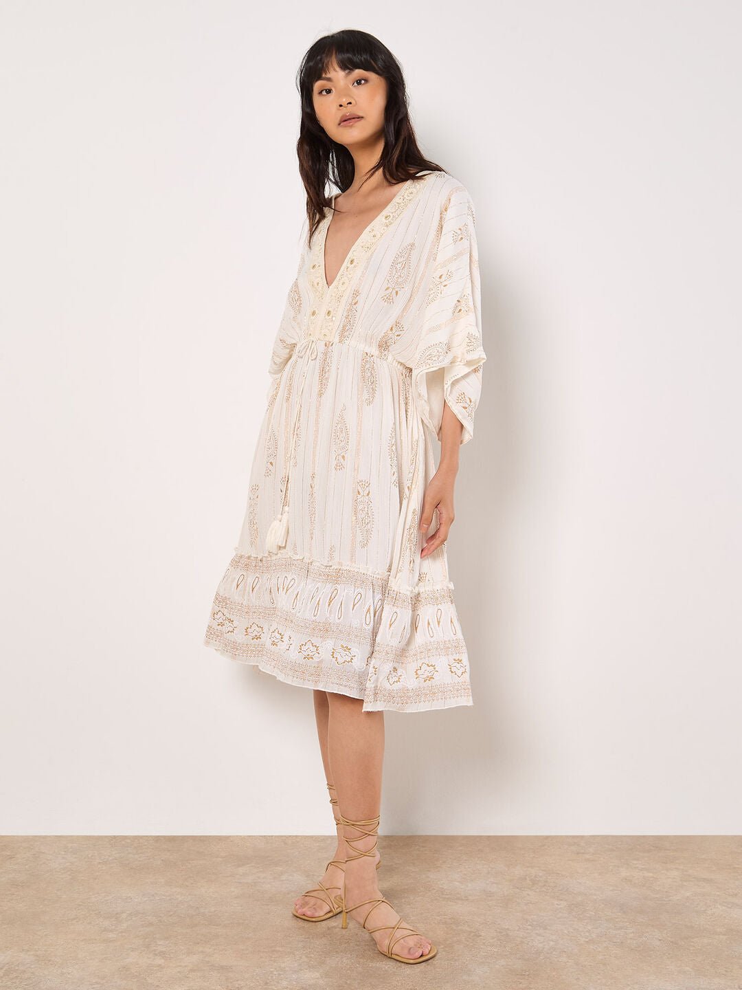 APRICOT - Gold Foil Paisley Midi Dress - 933873 - Boutique Bubbles