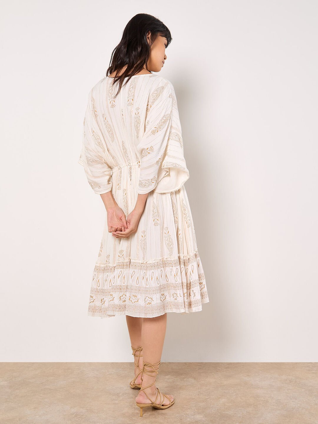 APRICOT - Gold Foil Paisley Midi Dress - 933873 - Boutique Bubbles