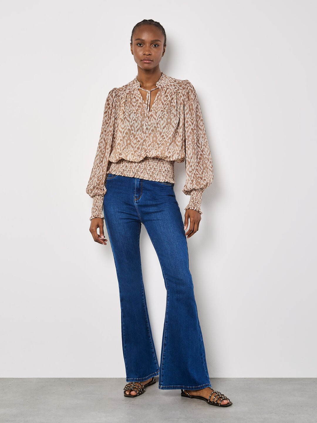 APRICOT - Ikat Swirl Shimmer Chiffon Top - 946064 - Boutique Bubbles