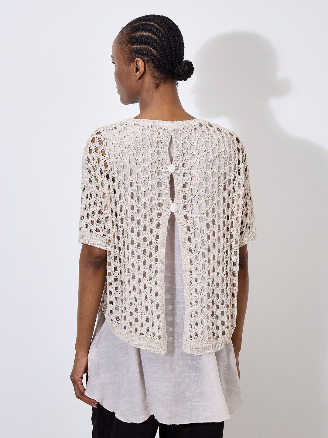 APRICOT - Knitted Mesh Layered Tunic Top - 943728 - Boutique Bubbles