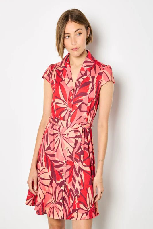 APRICOT - Layered Tropical Button Dress - X196333 - Boutique Bubbles