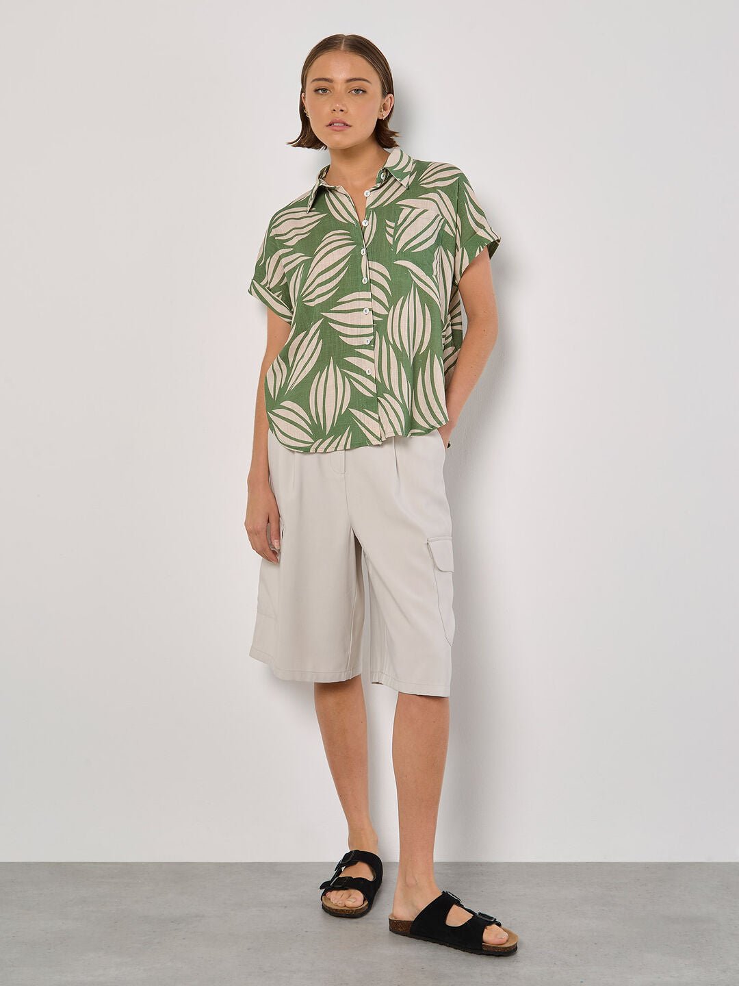 APRICOT - Linen Blend Shell Print Shirt - 962156 - Boutique Bubbles