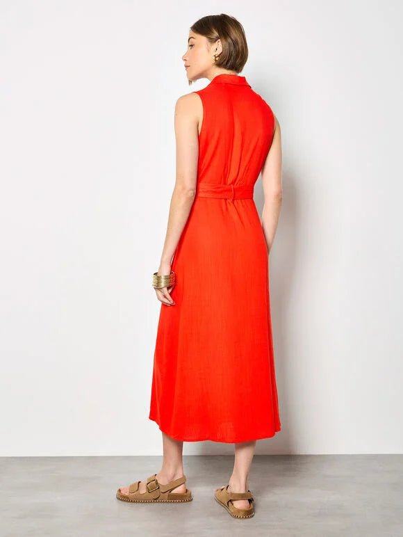 APRICOT - Linen Blend Shirt Midi Dress - X197880 - Boutique Bubbles