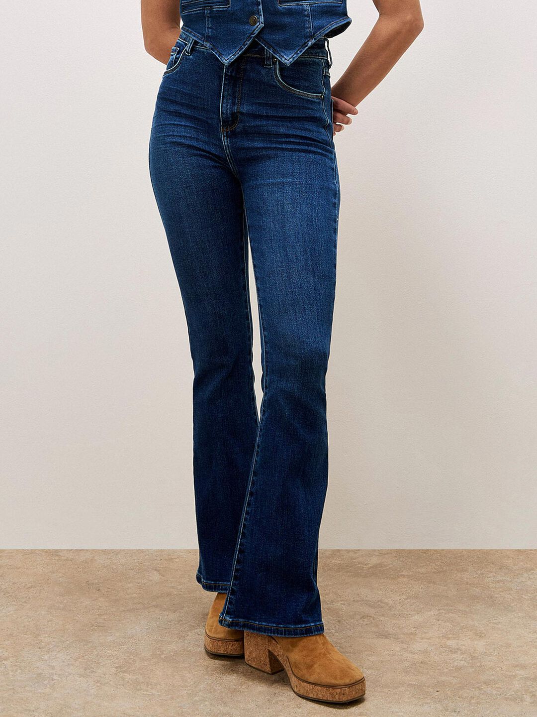 APRICOT - Lola Dark Wash Flare Jeans - 947252 D - Boutique Bubbles