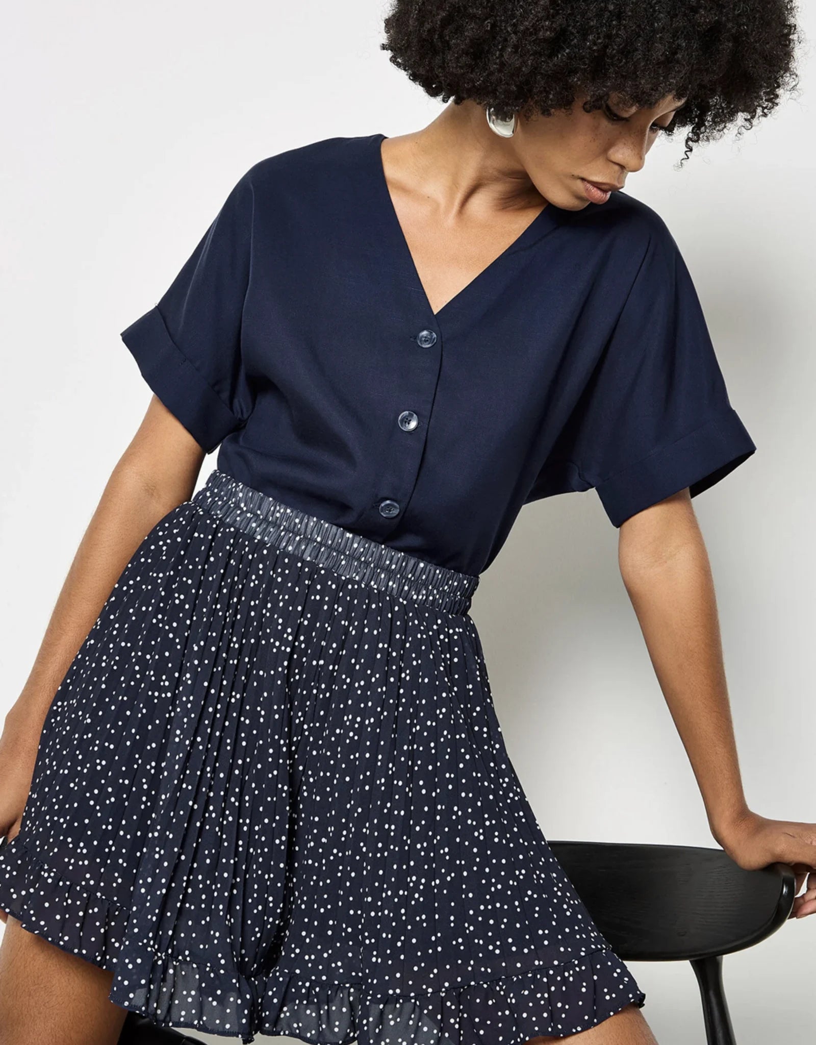 APRICOT - Micro Spot Plisse Mini Skirt - X194278 - Boutique Bubbles