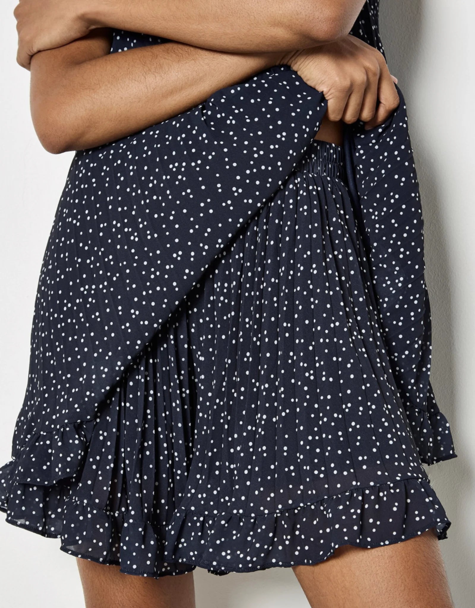 APRICOT - Micro Spot Plisse Mini Skirt - X194278 - Boutique Bubbles