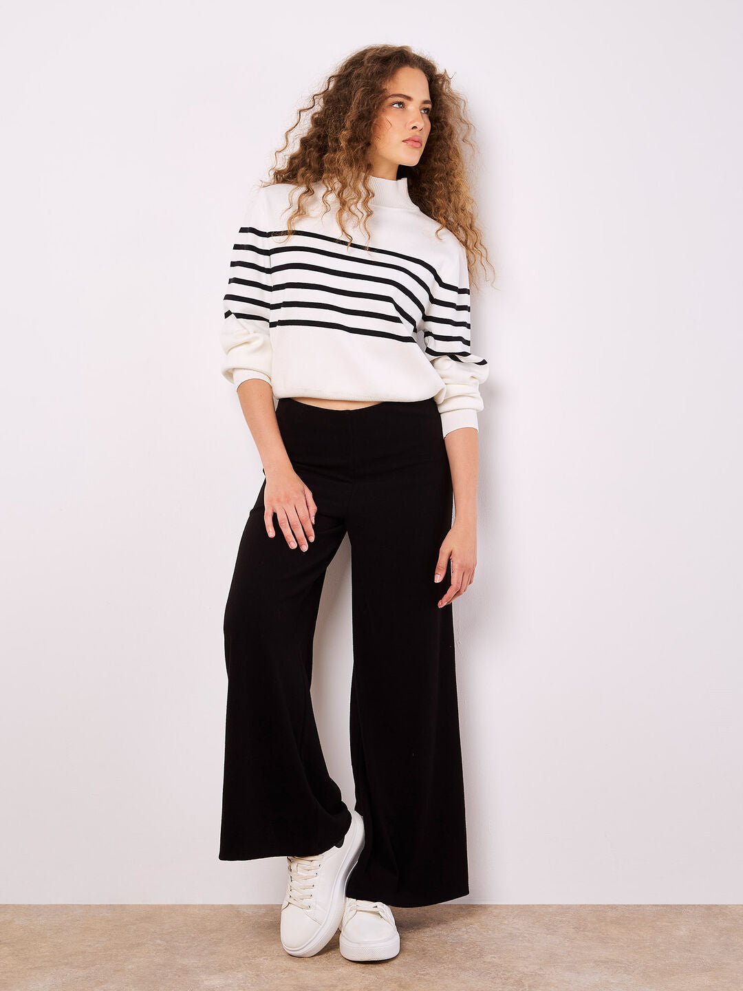 APRICOT - Mock Neck Stripe Jumper - 939127 - Boutique Bubbles