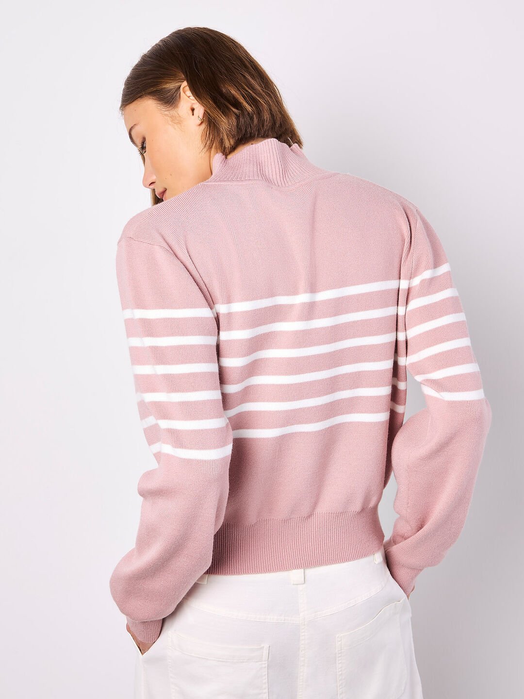 APRICOT - Mock Neck Stripe Jumper - 939196 - Boutique Bubbles