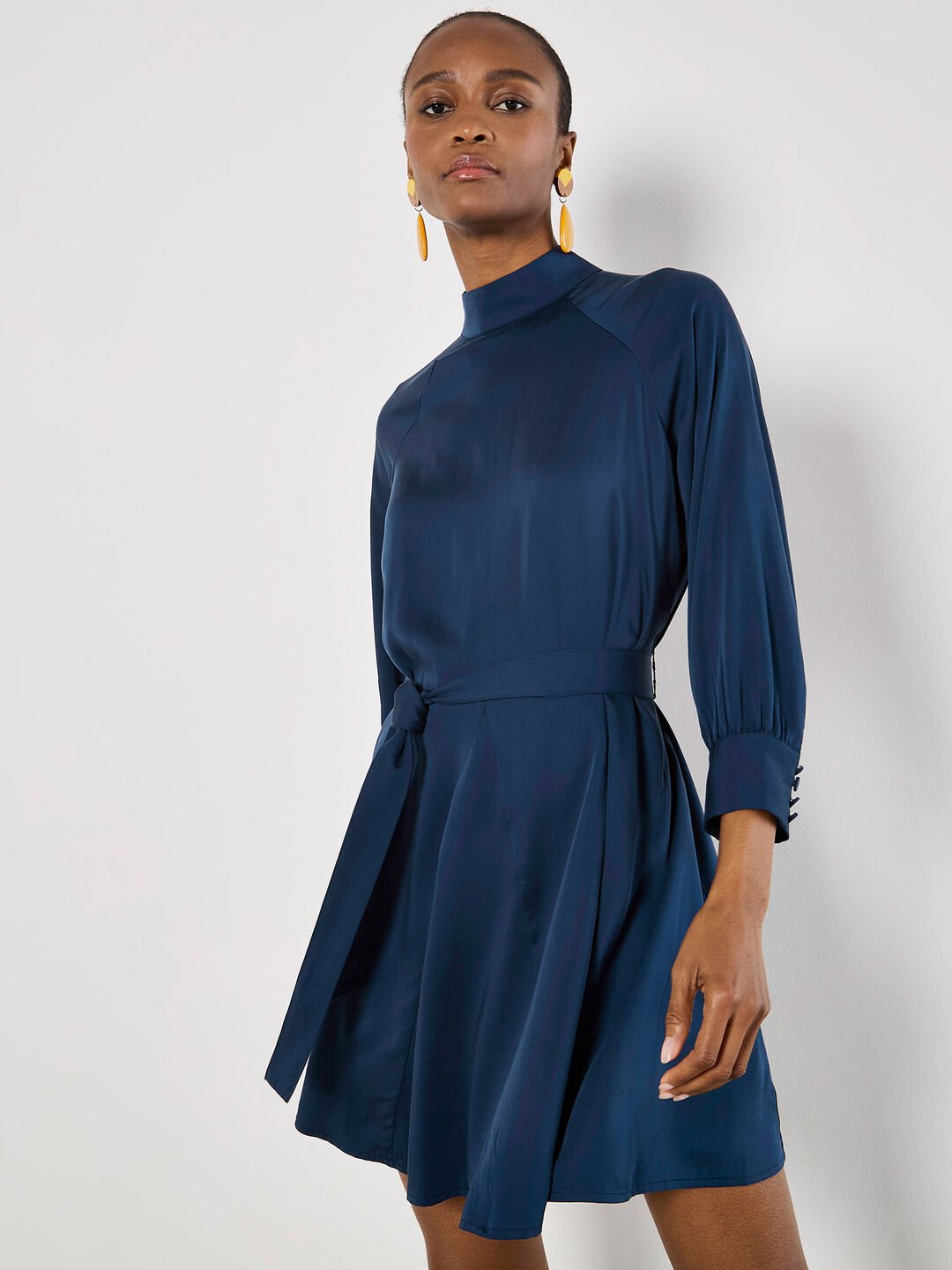 APRICOT - Mock Neck Swing Mini Dress - 956803 - Boutique Bubbles