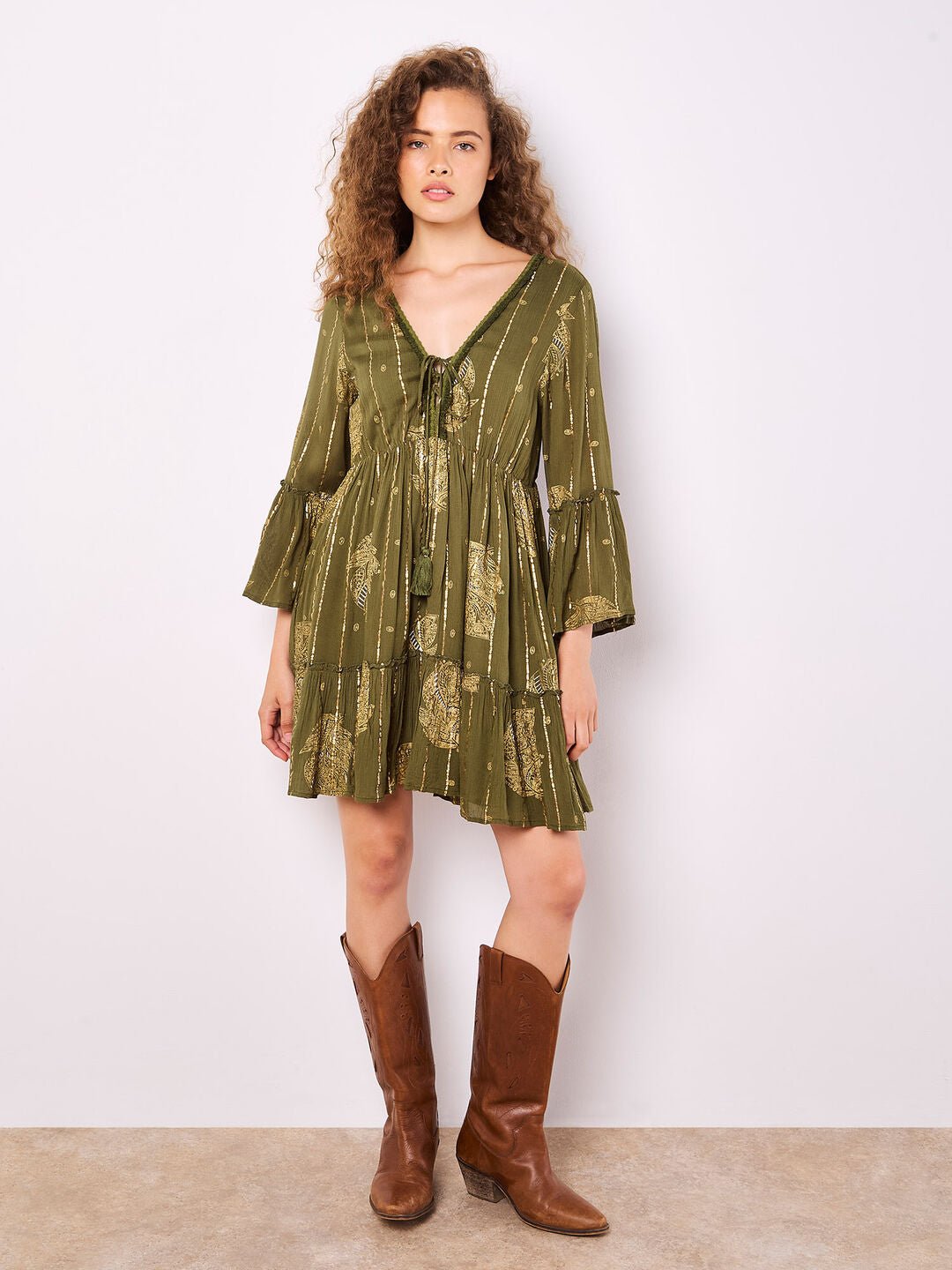 APRICOT - Paisley Shimmer Mini Dress - 955820 - Boutique Bubbles