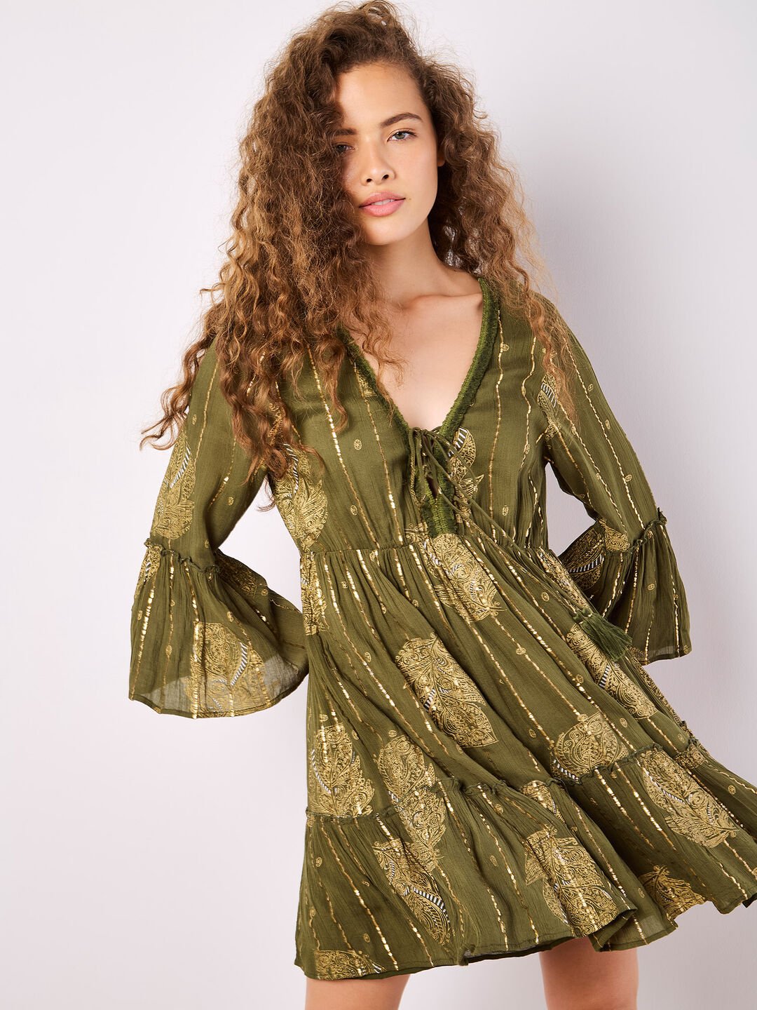 APRICOT - Paisley Shimmer Mini Dress - 955820 - Boutique Bubbles