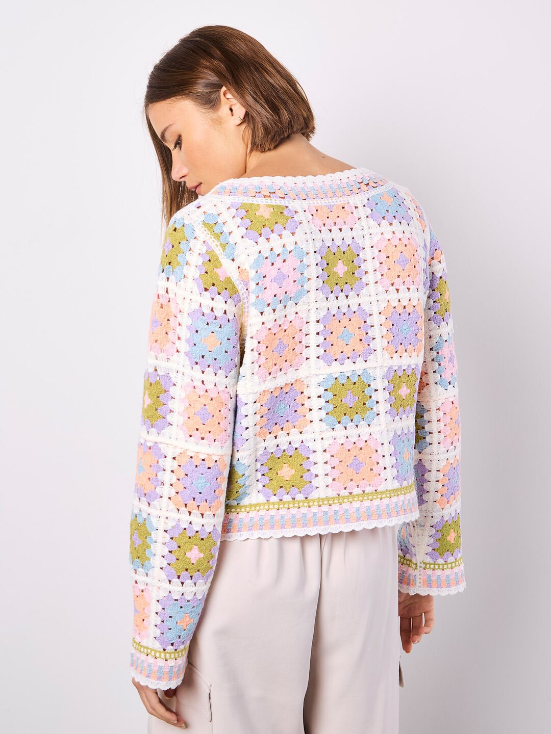 APRICOT - Pastel Crochet Squares Jumper - 943568 - Boutique Bubbles