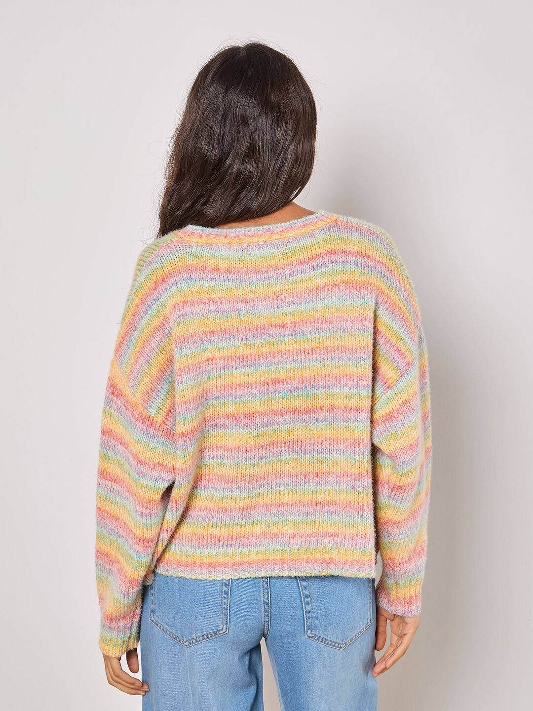 APRICOT - Pastel Stripes Cable Knit Jumper - 937871 - Boutique Bubbles