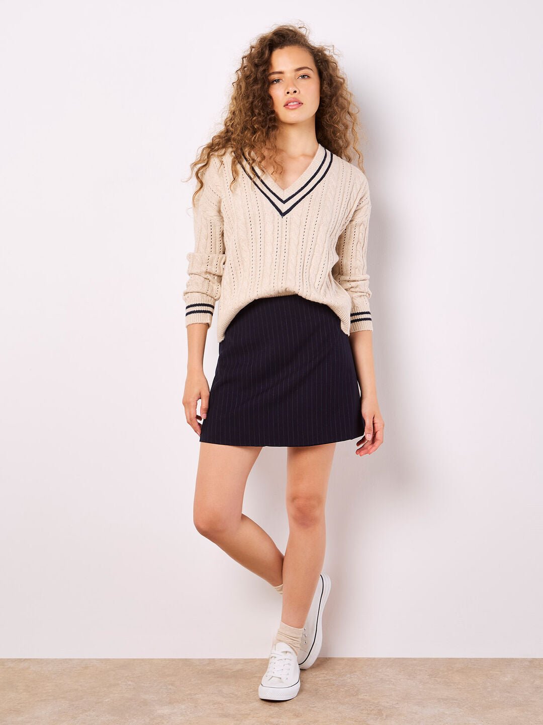 APRICOT - Pinstripe A - Line Skirt - 937666 - Boutique Bubbles