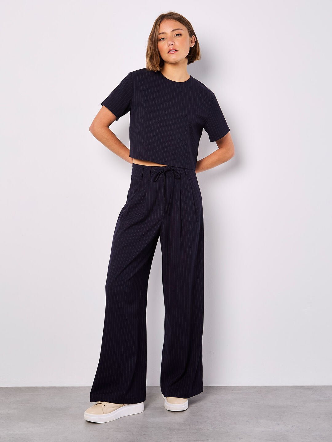 APRICOT - Pinstripe Cropped Top - 937598 - Boutique Bubbles