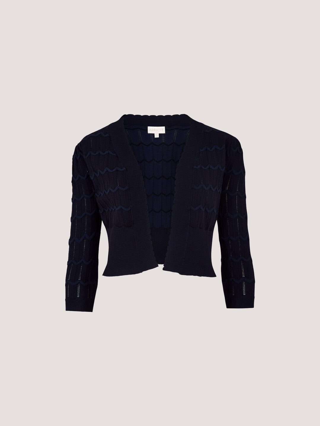 APRICOT - Pointelle Chevron Knit Shrug - 937802 - Boutique Bubbles