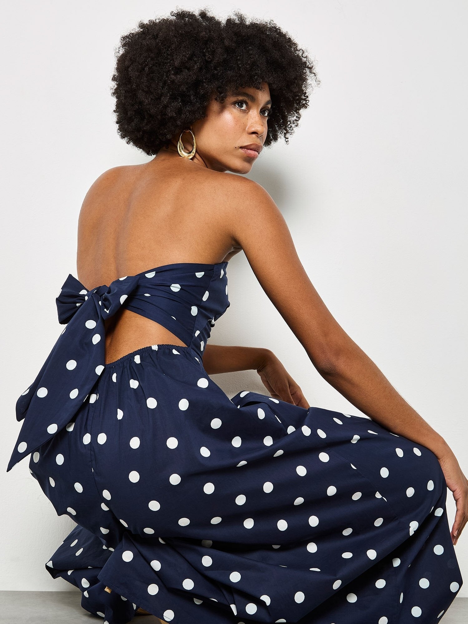 APRICOT - Polka Dot Bow Back Wide - Leg Jumpsuit - X164165 - Boutique Bubbles