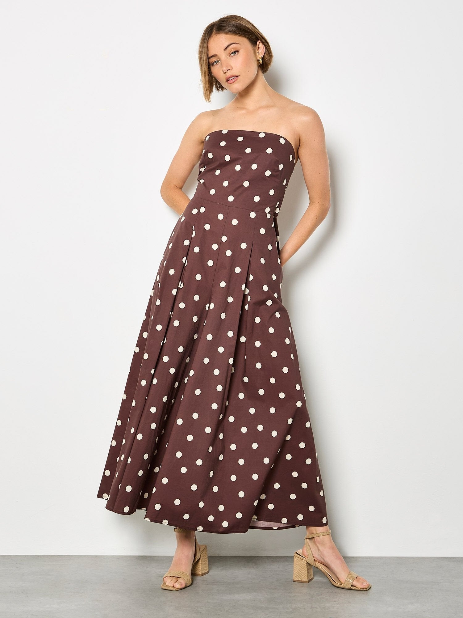 APRICOT - Polka Dot Bow Back Wide - Leg Jumpsuit - X164172 - Boutique Bubbles