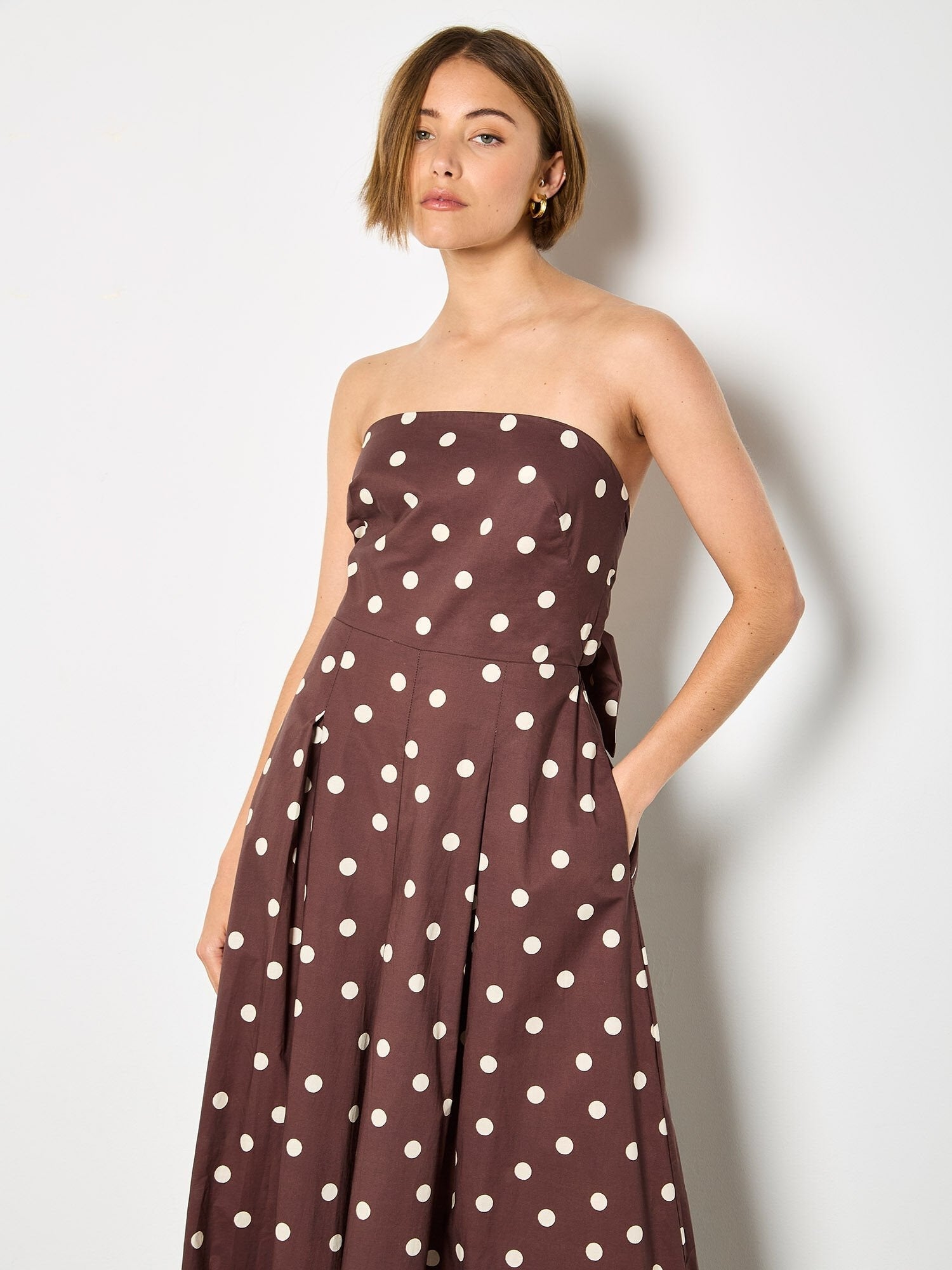 APRICOT - Polka Dot Bow Back Wide - Leg Jumpsuit - X164172 - Boutique Bubbles