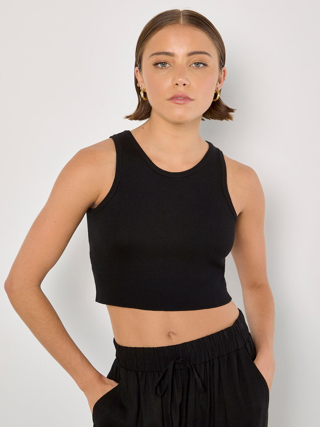 APRICOT - Racer Knitted Crop Top - 944893 - Boutique Bubbles