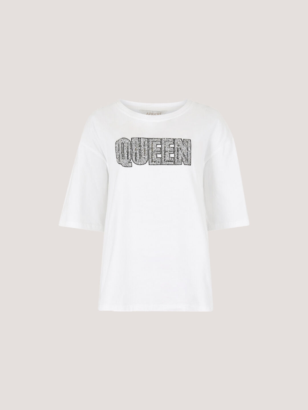 APRICOT - Rhinestone Queen Cotton T-Shirt - 951655 - Boutique Bubbles