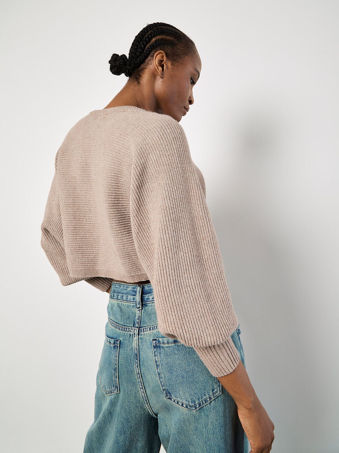 APRICOT - Ribbed Knit Cropped Cardigan - 943025 - Boutique Bubbles